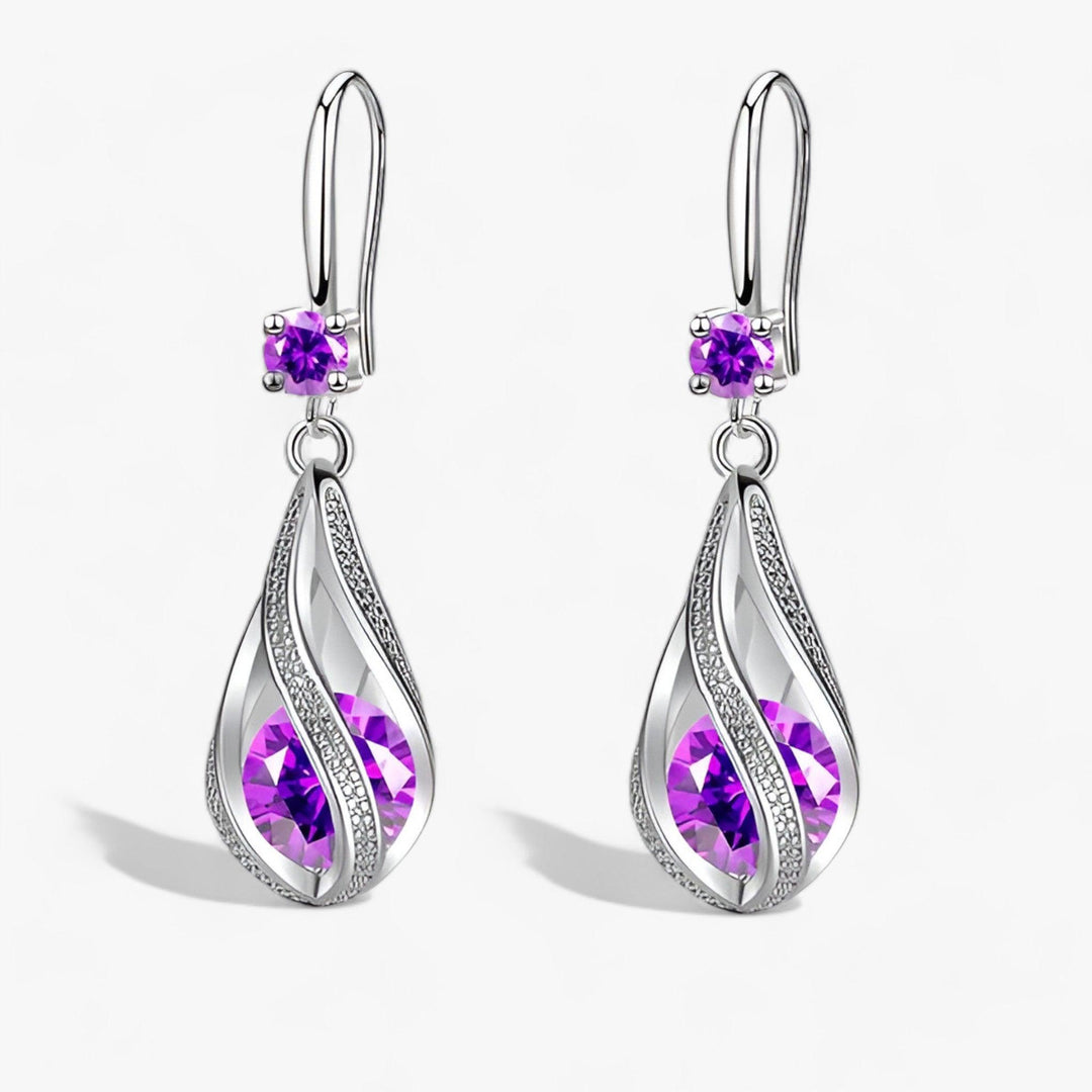 Aurona | Sterling Zilveren Kristallen Zircon Oorbellen-Ringen-Calora-Violet (Koper)-Calora