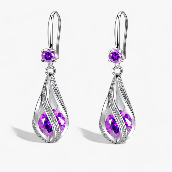 Aurona | Sterling Zilveren Kristallen Zircon Oorbellen-Ringen-Calora-Violet (Koper)-Calora