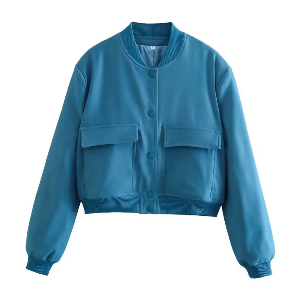 Aveline | Kleurrijke Lente Bomber Jas-Zomer Jassen-Calora-Blauw-S-Calora