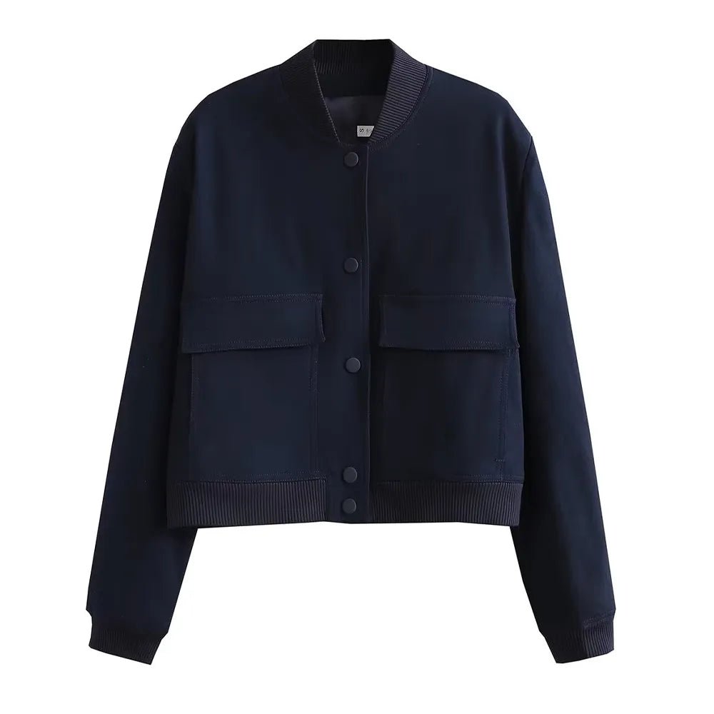 Aveline | Kleurrijke Lente Bomber Jas-Zomer Jassen-Calora-Donker Blauw-S-Calora