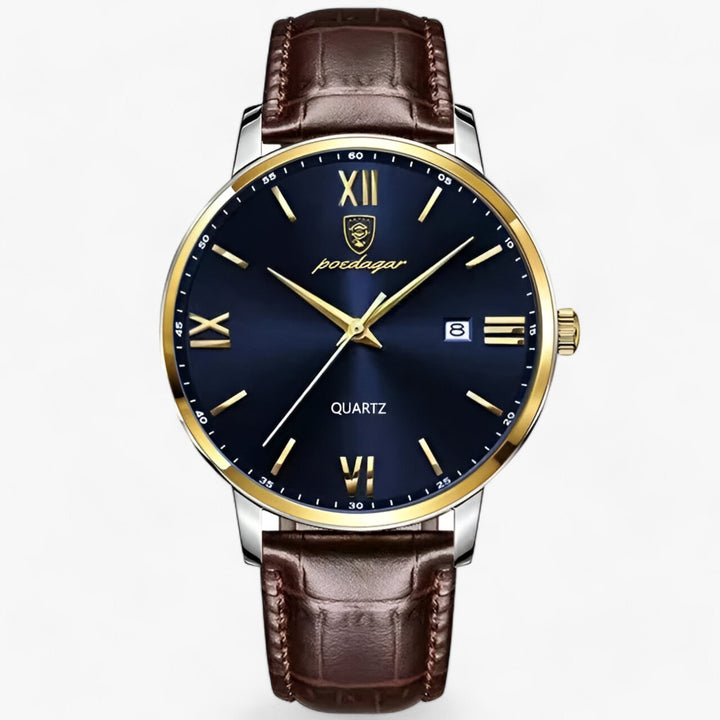 Aventus | Quartz Horloge met Leren Band en Verfijnd Ontwerp-Horloges-Calora-Goud Blauw-Calora