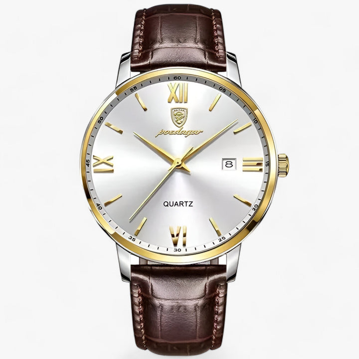 Aventus | Quartz Horloge met Leren Band en Verfijnd Ontwerp-Horloges-Calora-Goud Wit-Calora