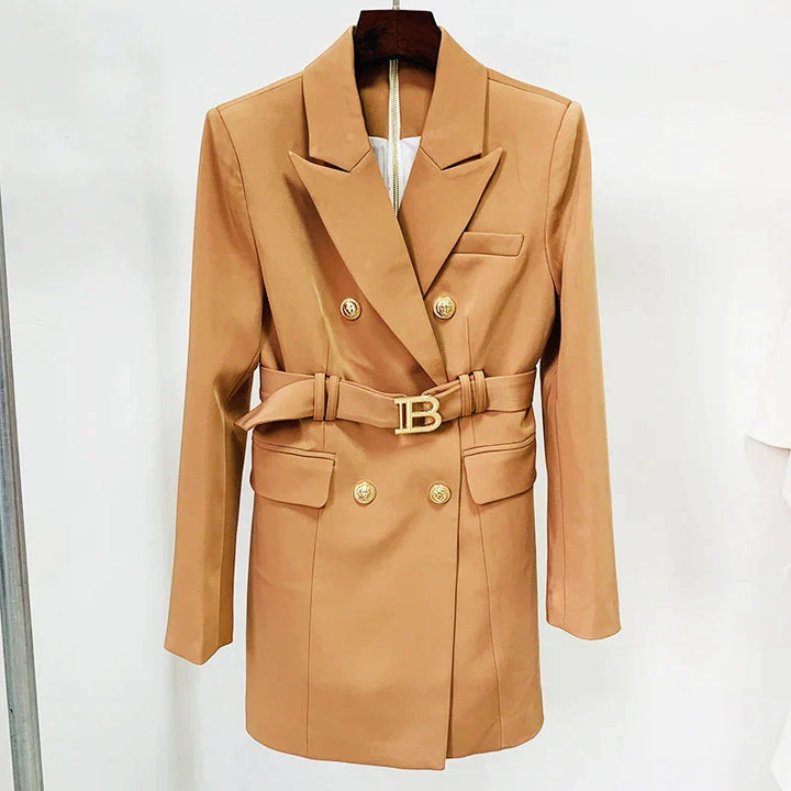 CALORA_ Balentié | Dubbelzijdige Blazer Jurk met Gouden Knopen