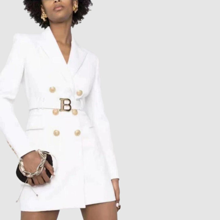 CALORA_ Balentié | Dubbelzijdige Blazer Jurk met Gouden Knopen