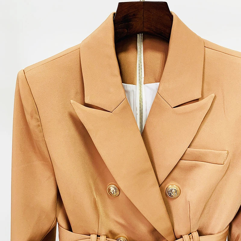 CALORA_ Balentié | Dubbelzijdige Blazer Jurk met Gouden Knopen