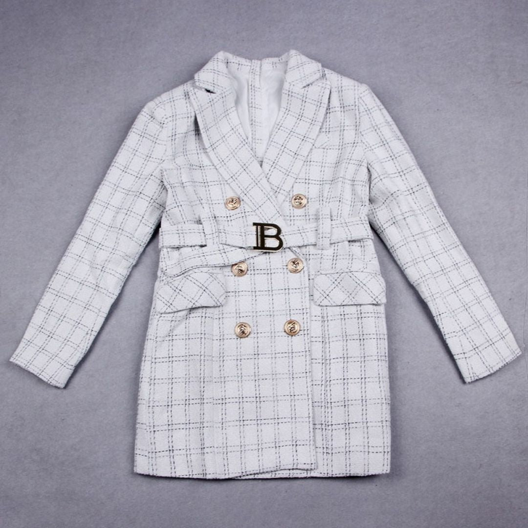 CALORA_ Balentié | Dubbelzijdige Blazer Jurk met Gouden Knopen