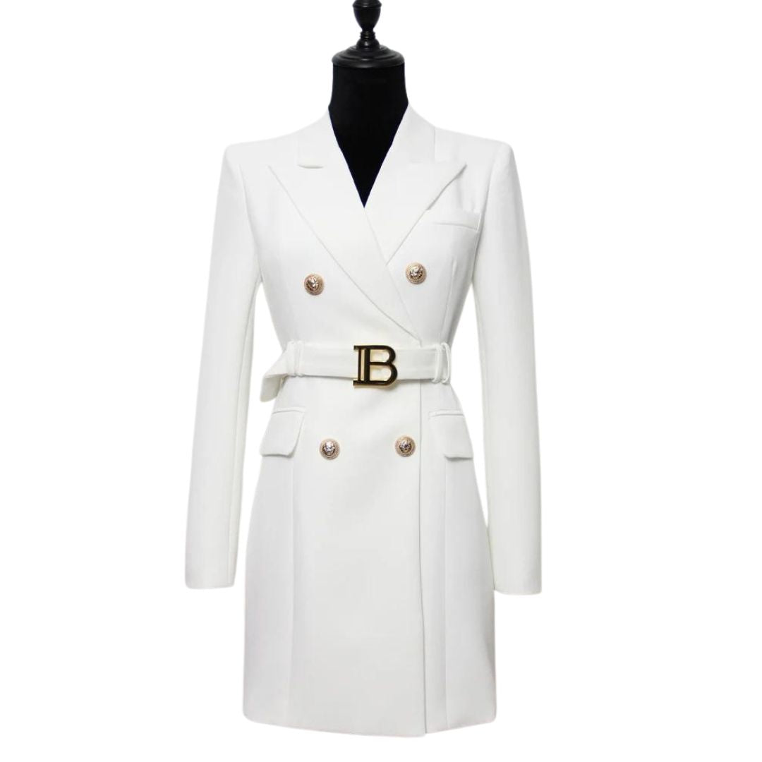 CALORA_ Balentié | Dubbelzijdige Blazer Jurk met Gouden Knopen