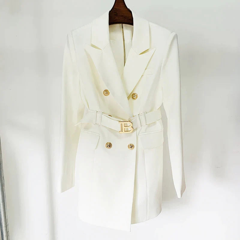 CALORA_ Balentié | Dubbelzijdige Blazer Jurk met Gouden Knopen