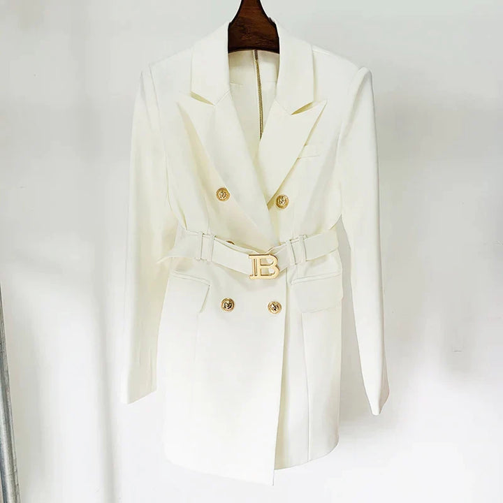 CALORA_ Balentié | Dubbelzijdige Blazer Jurk met Gouden Knopen