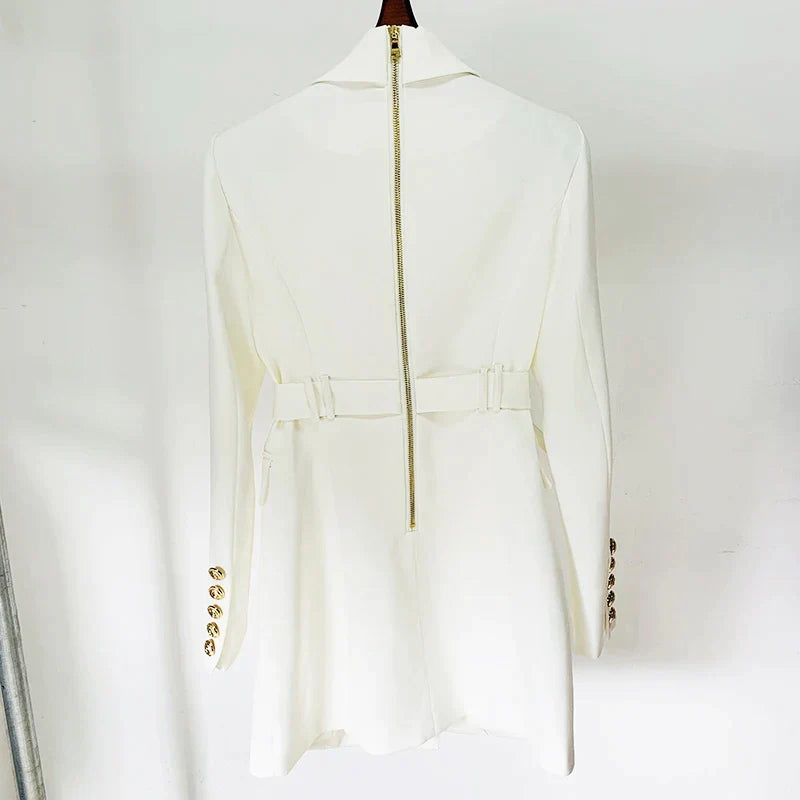CALORA_ Balentié | Dubbelzijdige Blazer Jurk met Gouden Knopen