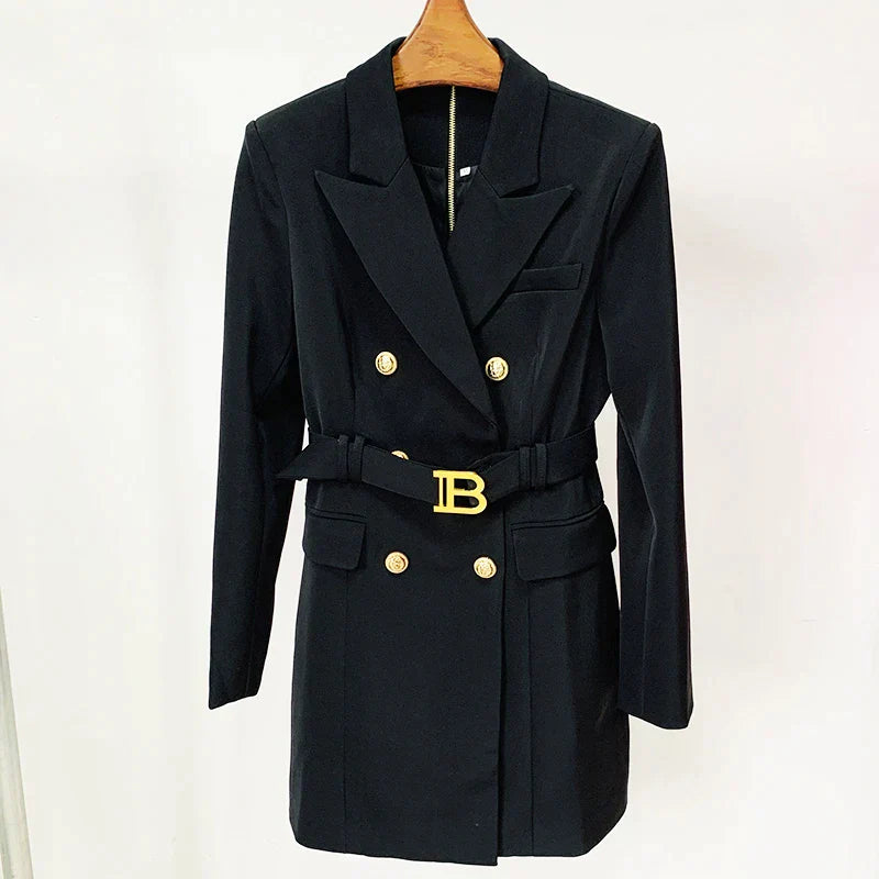 CALORA_ Balentié | Dubbelzijdige Blazer Jurk met Gouden Knopen