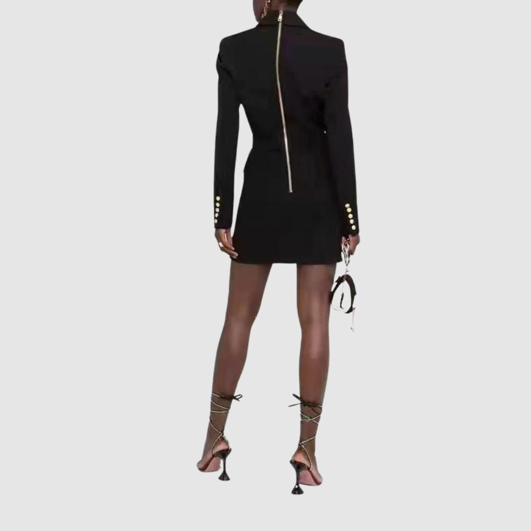 CALORA_ Balentié | Dubbelzijdige Blazer Jurk met Gouden Knopen