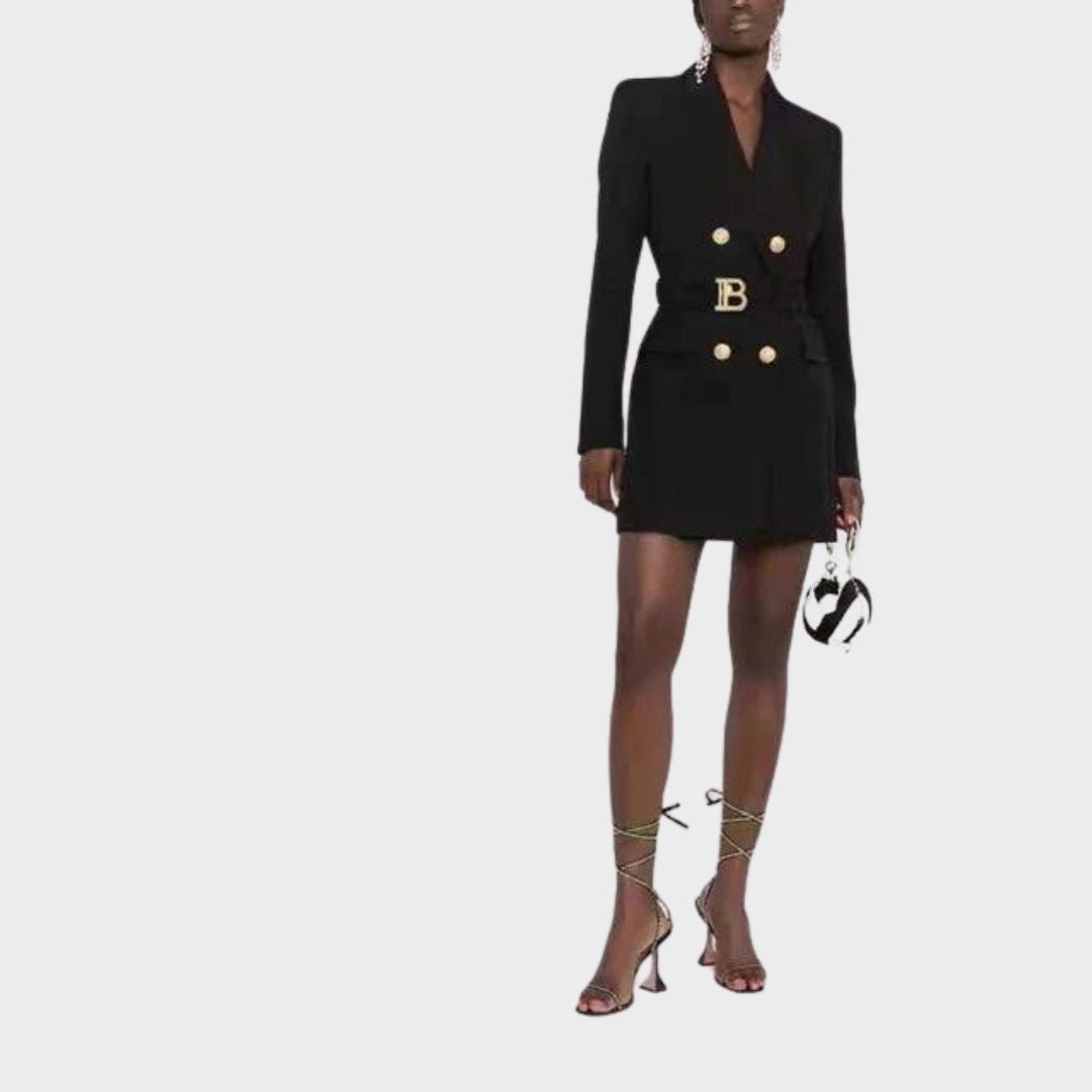 CALORA_ Balentié | Dubbelzijdige Blazer Jurk met Gouden Knopen