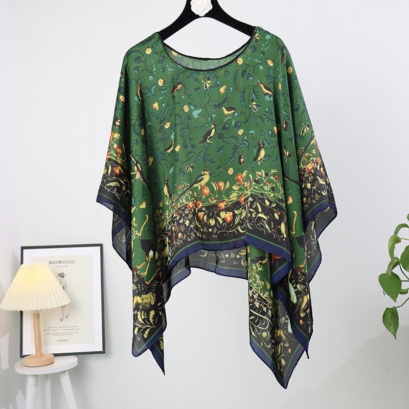 Barbula | Uv Kimono Bikini Cover up-Zwemkleding-Calora-Groen Bloemen-Calora