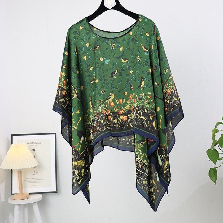Barbula | Uv Kimono Bikini Cover up-Zwemkleding-Calora-Groen Bloemen-Calora