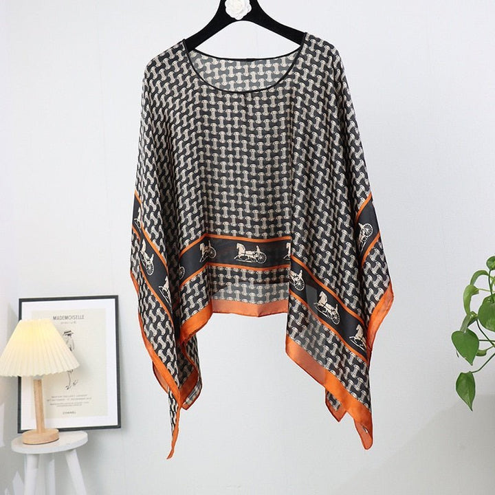Barbula | Uv Kimono Bikini Cover up-Zwemkleding-Calora-Zwart Wit Oranje-Calora