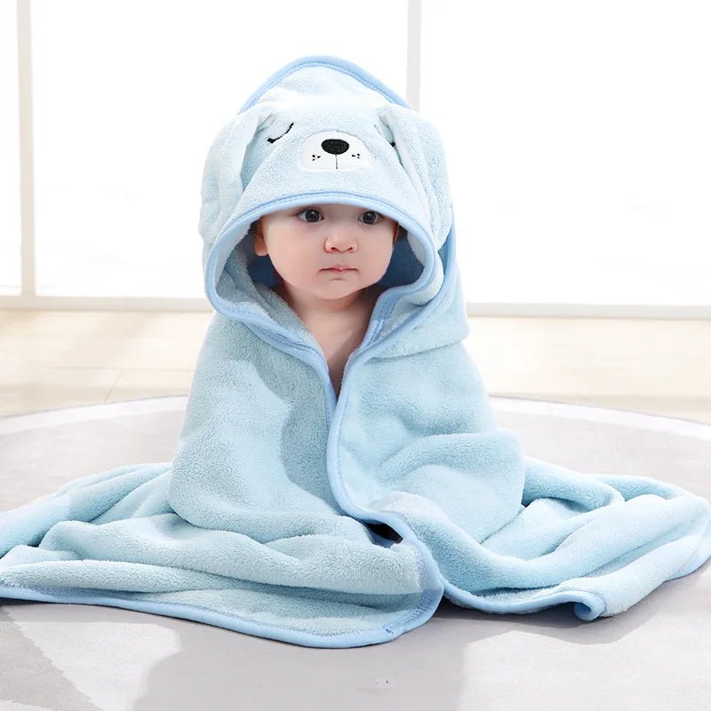 Bartje | Schattige Baby Handdoek badjas-Baby Kleding-Calora-Blauw - puppy-Calora