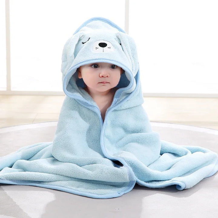 Bartje | Schattige Baby Handdoek badjas-Baby Kleding-Calora-Blauw - puppy-Calora