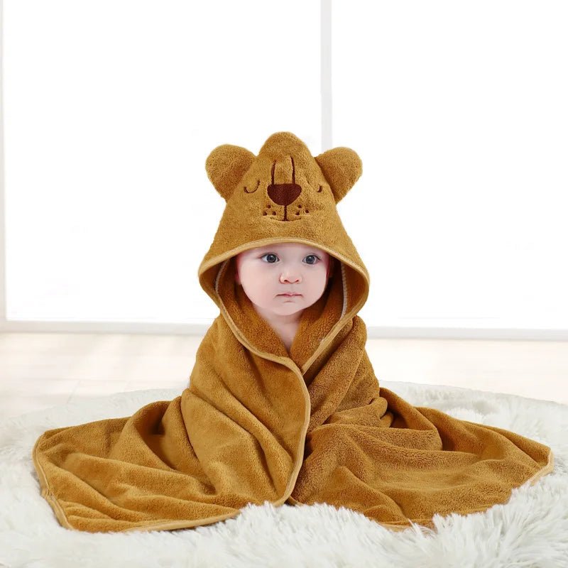 Bartje | Schattige Baby Handdoek badjas-Baby Kleding-Calora-Bruin - leeuw-Calora