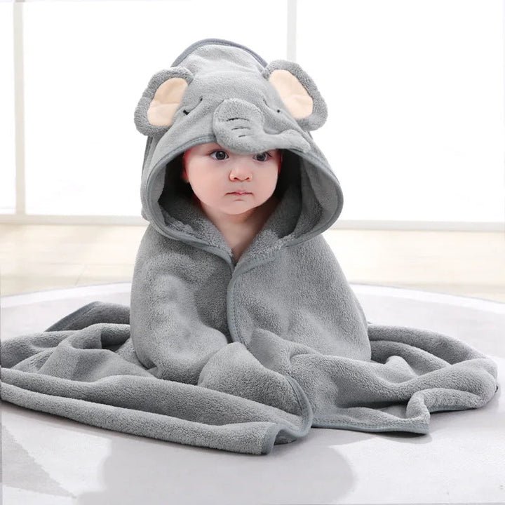 Bartje | Schattige Baby Handdoek badjas-Baby Kleding-Calora-Grijs - olifant-Calora
