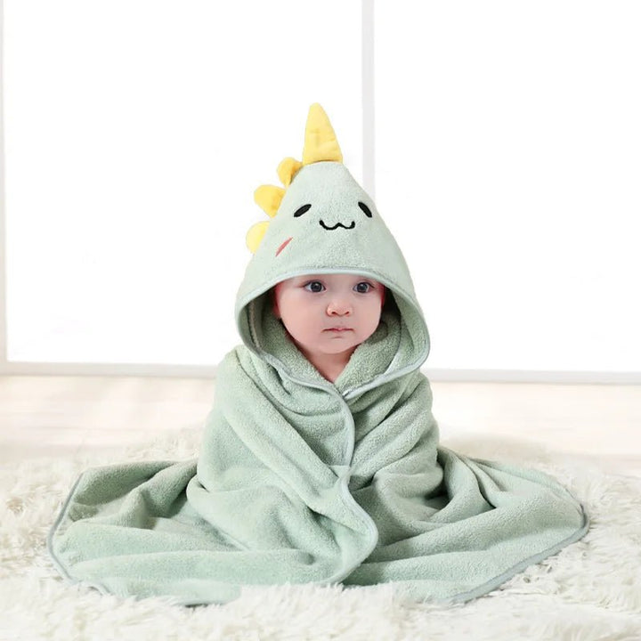 Bartje | Schattige Baby Handdoek badjas-Baby Kleding-Calora-Groen - dino-Calora