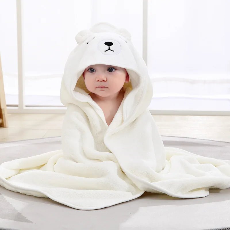 Bartje | Schattige Baby Handdoek badjas-Baby Kleding-Calora-Wit - beer-Calora
