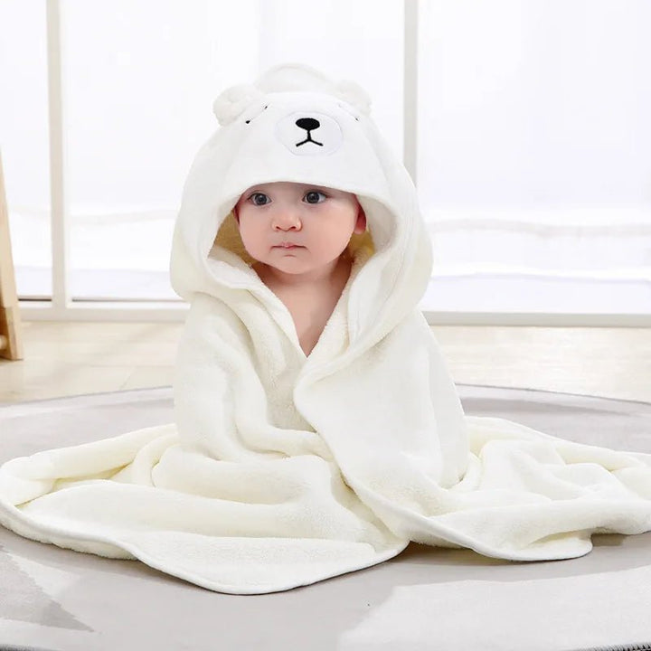 Bartje | Schattige Baby Handdoek badjas-Baby Kleding-Calora-Wit - beer-Calora