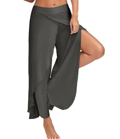 Beatrice | Hoge Yoga Broek-Wijde Broeken-Calora-Donkergrijs-S-Calora