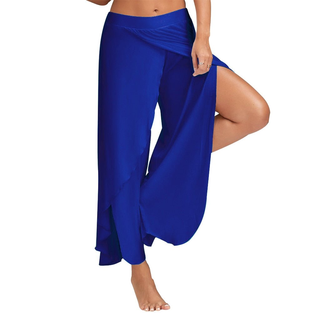 Beatrice | Hoge Yoga Broek-Wijde Broeken-Calora-Marineblauw-S-Calora