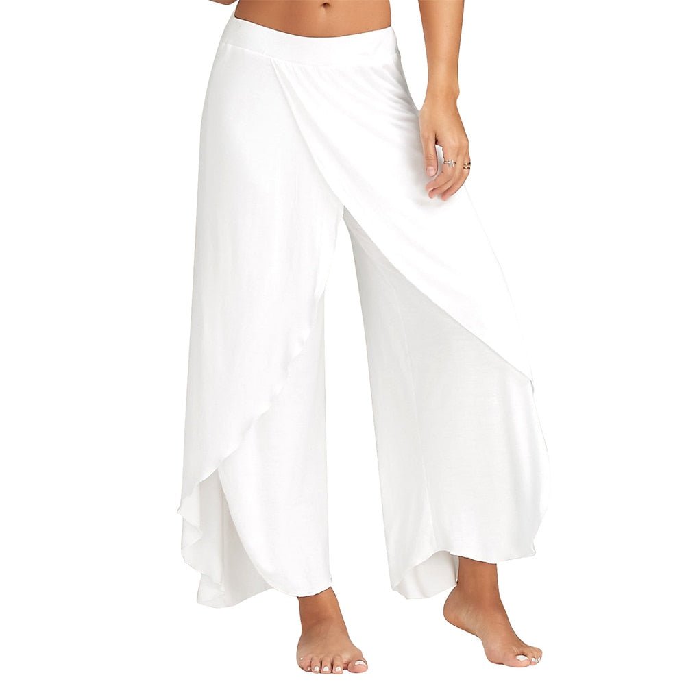 Beatrice | Hoge Yoga Broek-Wijde Broeken-Calora-Wit-S-Calora