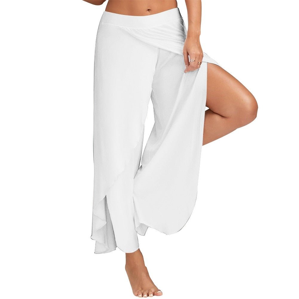 Beatrice | Hoge Yoga Broek-Wijde Broeken-Calora-Zwart-S-Calora