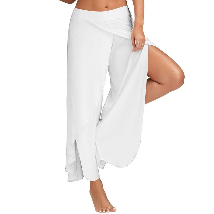 Beatrice | Hoge Yoga Broek-Wijde Broeken-Calora-Zwart-S-Calora