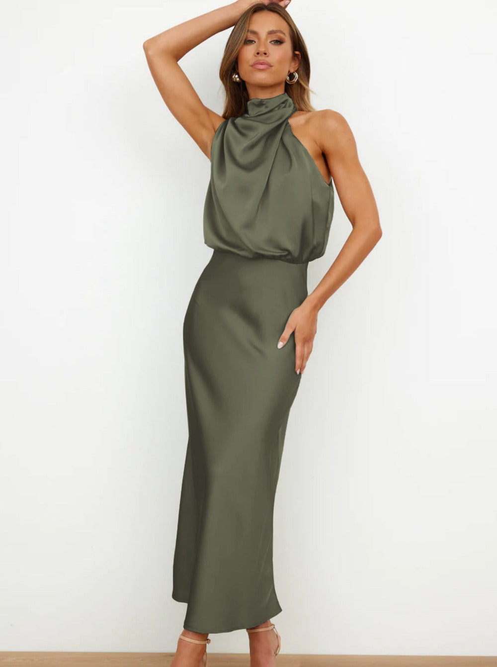Begoña | Elegante groene halternekjurk-Zomer Jurken-Calora-S-Calora