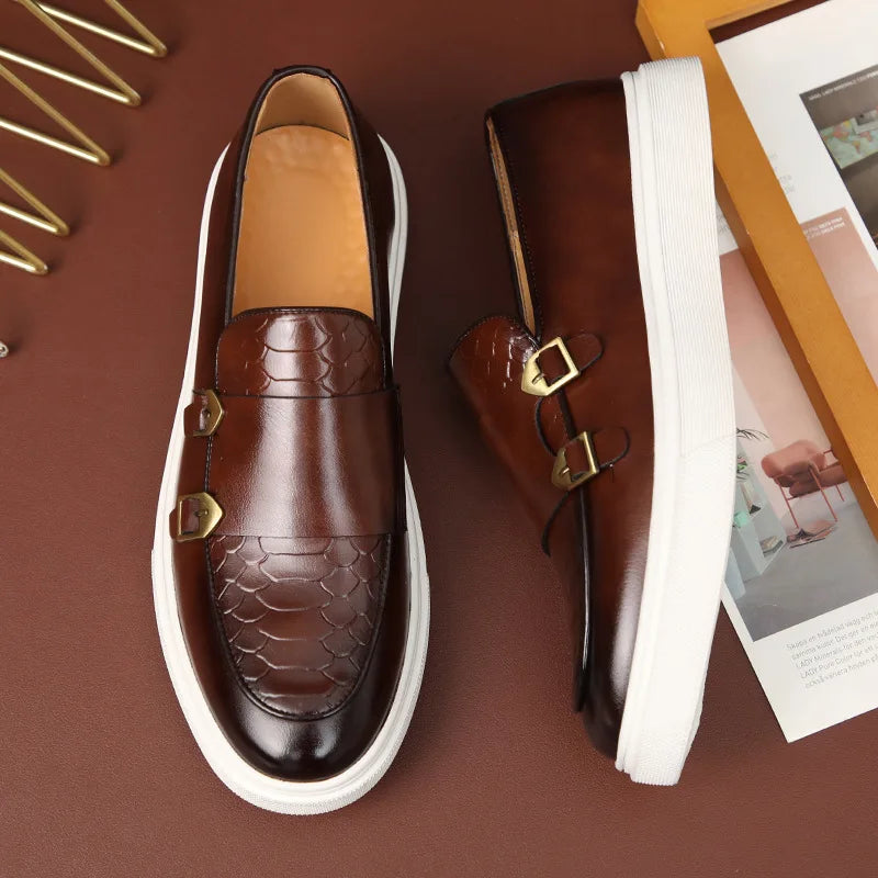 CALORA_ Belari | Tijdloze instap Loafers met krokodillenleer