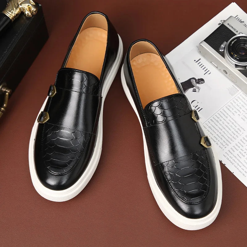 CALORA_ Belari | Tijdloze instap Loafers met krokodillenleer