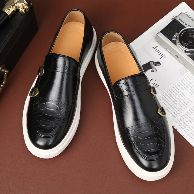 CALORA_ Belari | Tijdloze instap Loafers met krokodillenleer