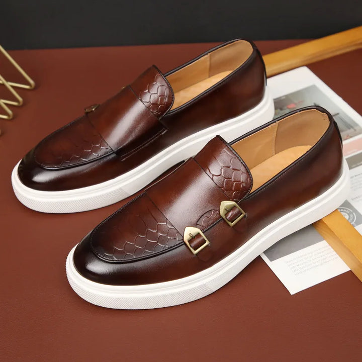 CALORA_ Belari | Tijdloze instap Loafers met krokodillenleer
