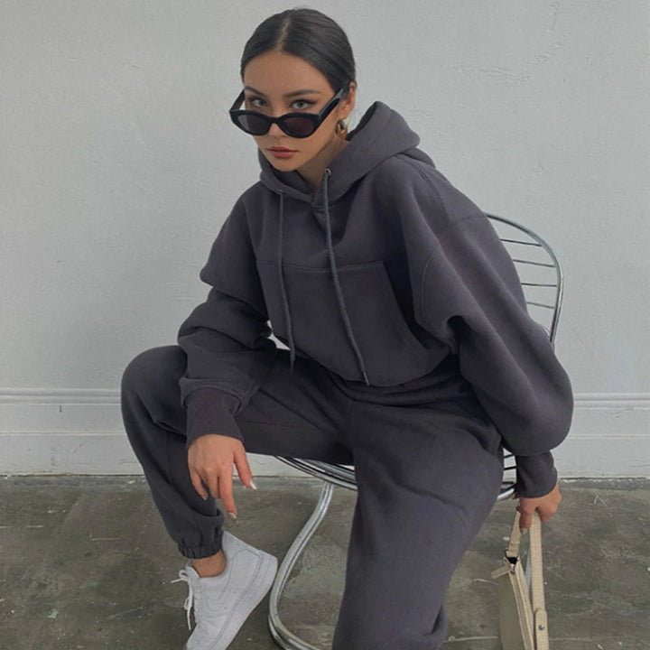 Belladonna | Comfy Hoodie Joggingspak-Sportkleding & Accessoires-Calora-Bruin-S-Calora