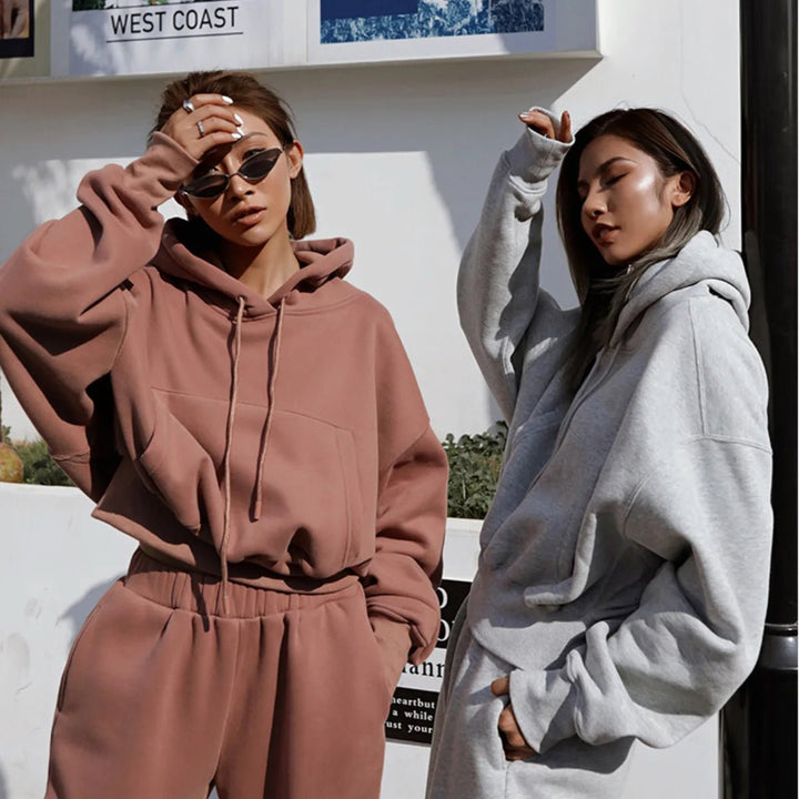 Belladonna | Comfy Hoodie Joggingspak-Sportkleding & Accessoires-Calora-Bruin-S-Calora
