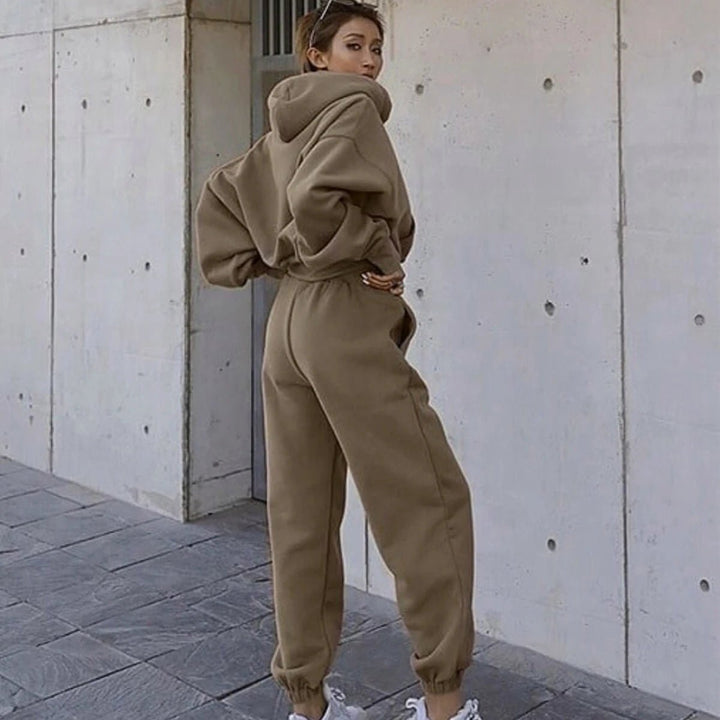 Belladonna | Comfy Hoodie Joggingspak-Sportkleding & Accessoires-Calora-Bruin-S-Calora