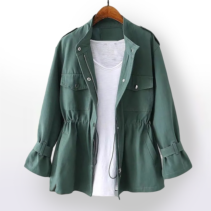 Bellandi | Middellange Trenchcoat met rits-Zomer Jassen-Calora-Groen-S-Calora