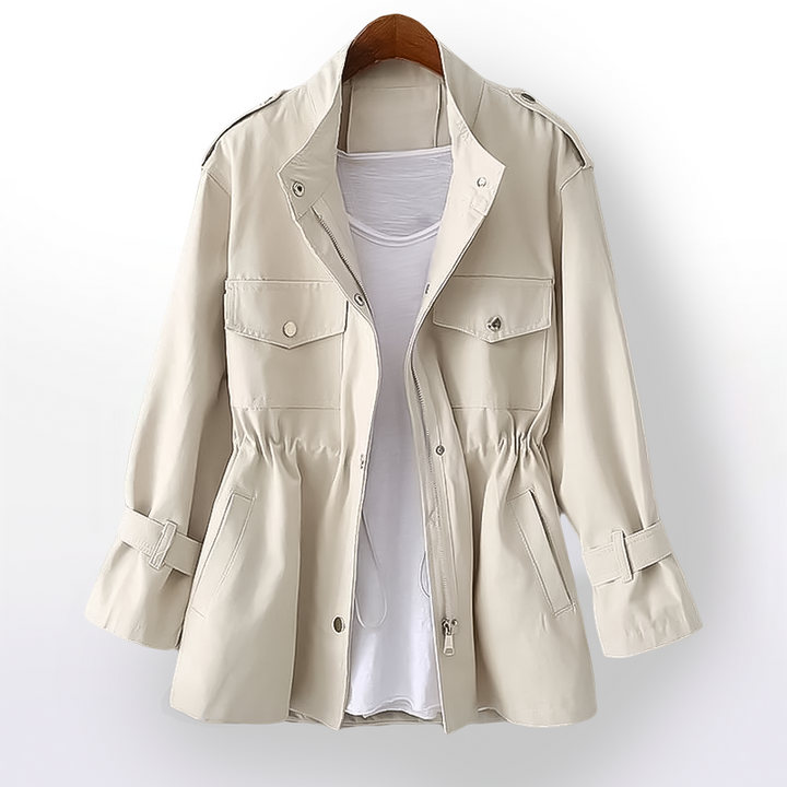 Bellandi | Middellange Trenchcoat met rits-Zomer Jassen-Calora-Wit-S-Calora