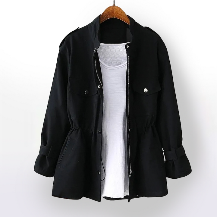 Bellandi | Middellange Trenchcoat met rits-Zomer Jassen-Calora-Zwart-S-Calora