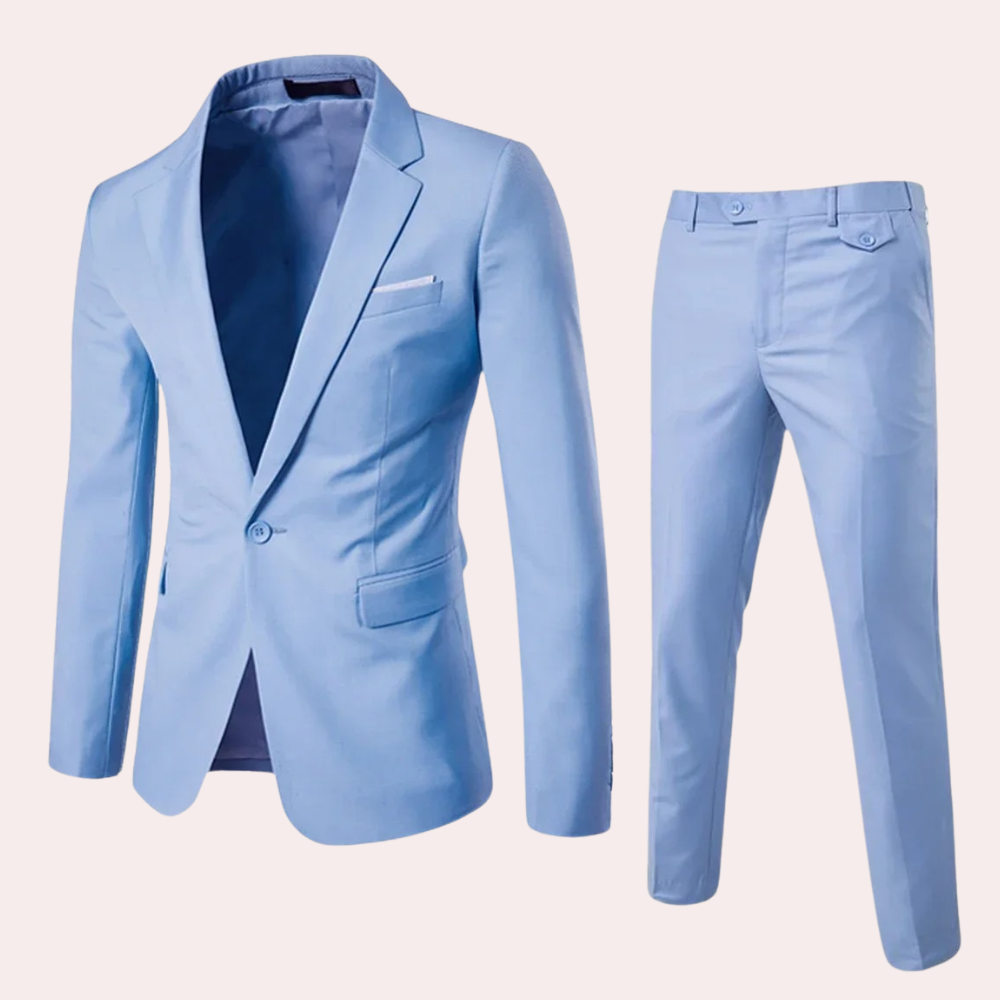 Bellisimo | Stijlvol Heren Pak met Blazer en Pantalon-Sets & Pakken-Calora-Lichtblauw-S-Calora