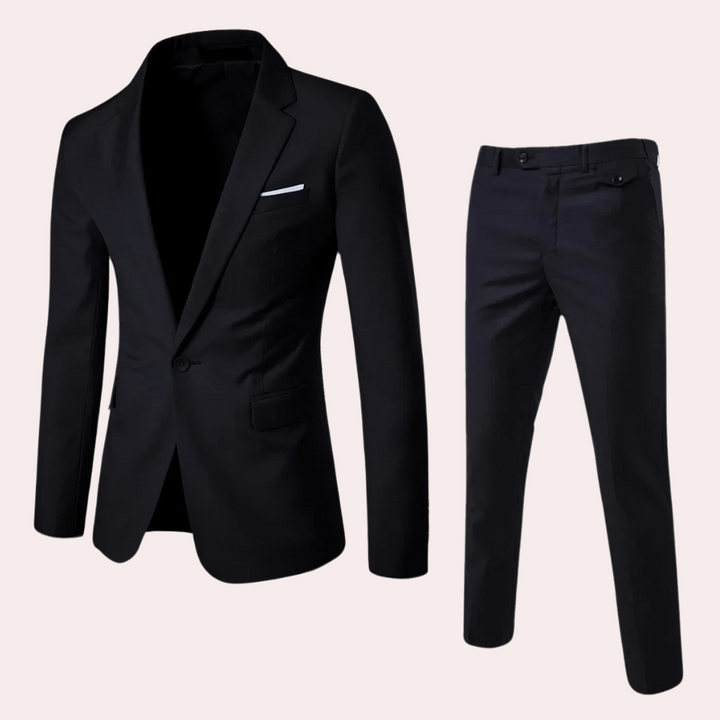 Bellisimo | Stijlvol Heren Pak met Blazer en Pantalon-Sets & Pakken-Calora-Zwart-S-Calora