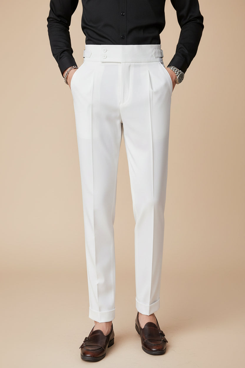 Bianchelli | Stijlvolle Slim Fit Pantalon-Pantalons-Calora-Wit-30-Calora