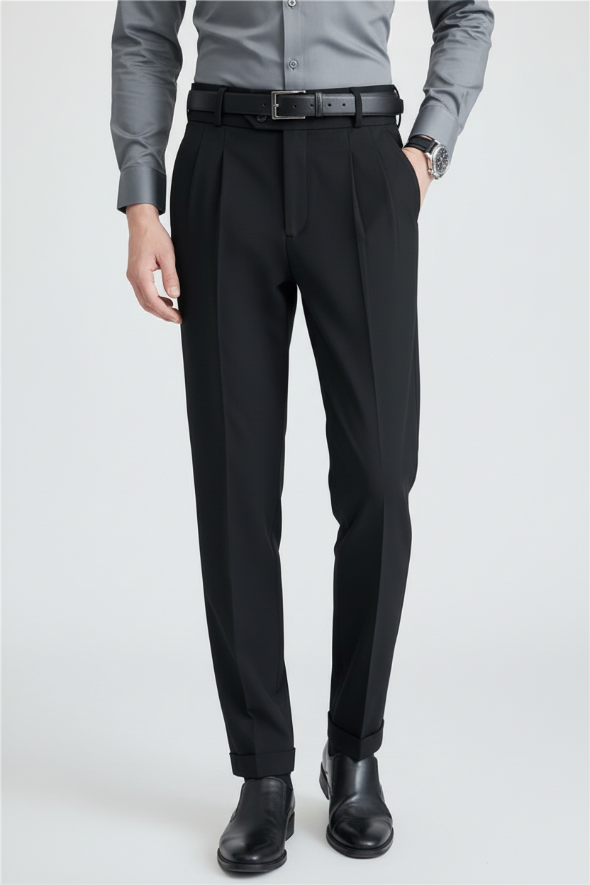 Bianchelli | Stijlvolle Slim Fit Pantalon-Pantalons-Calora-Zwart-30-Calora