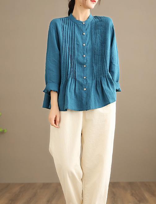 Biologische witte linnen hemdtuniek Blouse voor dames-Blouses-Calora-Wit-S-Calora