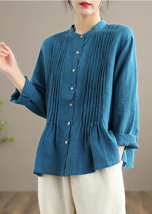 Biologische witte linnen hemdtuniek Blouse voor dames-Blouses-Calora-Wit-S-Calora