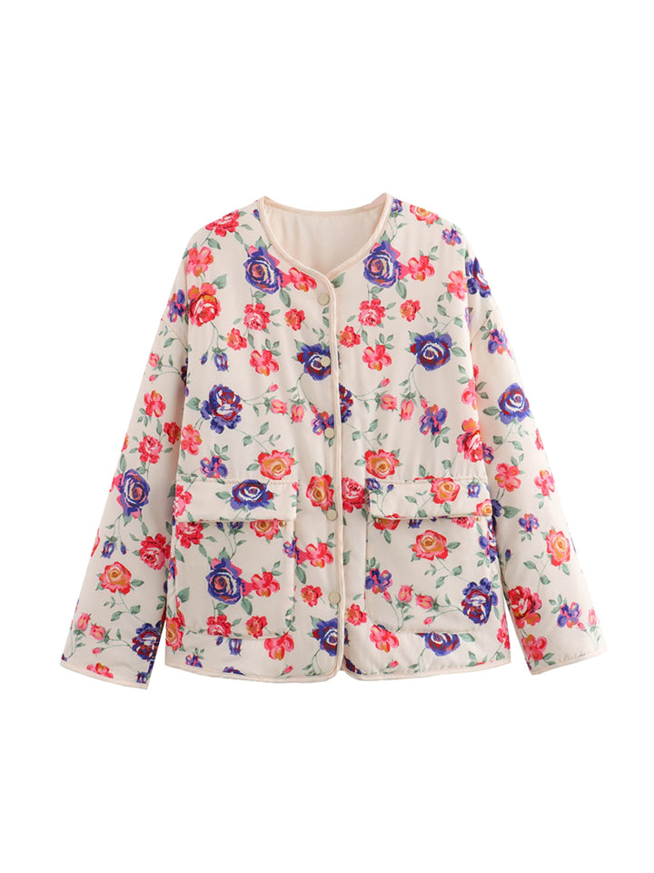 CALORA_ Bloemenprint Jas voor Vrouwen - Lichtgewicht en Stijlvol